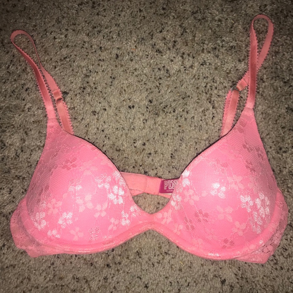 Victoria Secret PINK Bra 32B Scoopneck Pink Floral
